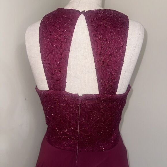 Speechless Prom Hi-Low Open Back A-Line Lace Sparkle Dress Burgundy Sz 9 EUC - Picture 10 of 16